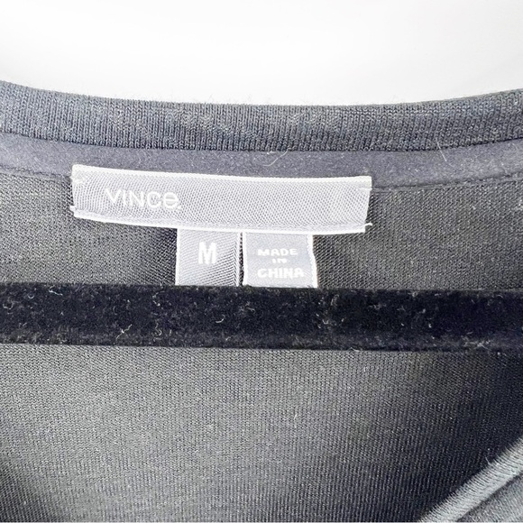 ✅ Vince Colorblock Long Sleeve Tee BLACK WHITE SIZE MEDIUM - Picture 5 of 6